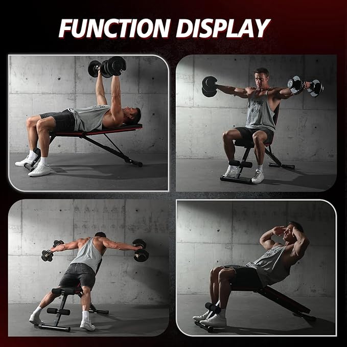 Weight Bench Press, Strength Training Adjustable Workout Benches for Full Body, Gym Benches for Incline Decline Exercise