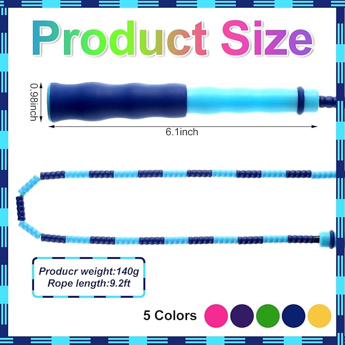 Yunsailing 20 Pack Jump Ropes for Adults Kids, 9.2 ft Adjustable Length Free Segmented Skipping Rope Bulk for Field Day Game, Soft Beaded Jumping Ropes for Women Men Exercise Weight Loss