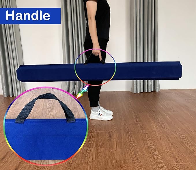 MARFULA 6 FT / 8 FT / 9 FT Folding Gymnastics Beam Foam Balance Floor Beam - Extra Firm - Suede Cover - Anti Slip Bottom with Carry Bag for Kids/Adults Home Use
