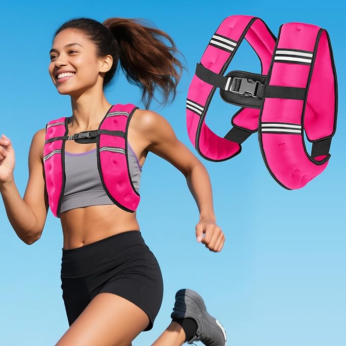 Zikopomi Weighted Vest Woman Man, 6lb/8lb/12lb/16lb/20lb/25lb/30lb Weight Vest with Reflective Stripes for Workout, Strength Training, Running, Fitness, Muscle Building, Weight Loss, Rucking Vest