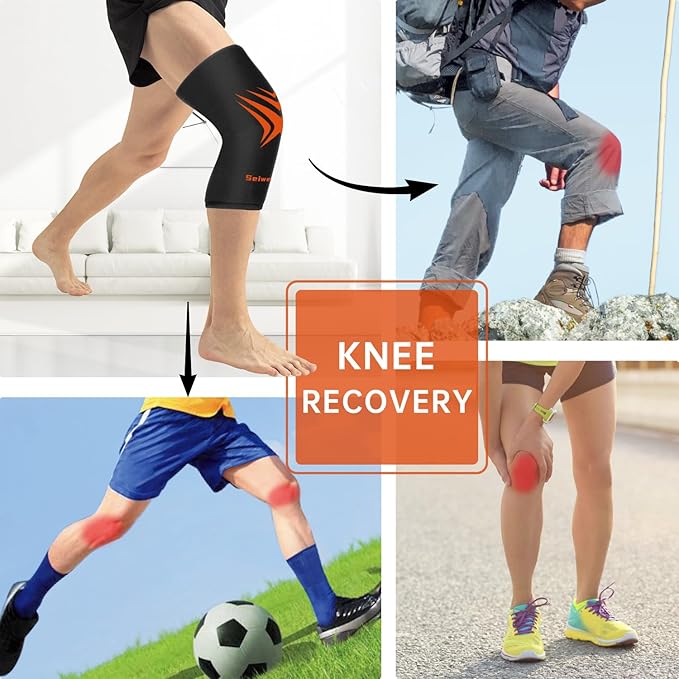 Extended Leg Knee Ice Pack Wrap for Injuries Compression, Reusable Soft Gift Gel Freeze Knees Brace for Swelling Replacement Surgery, Cold Therapy for Arthritis, Meniscus Tear (Knee-Black-2 Pack)