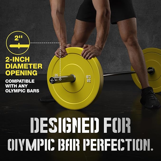 Colored Bumper Weight Plates Olympic Weight Plate Set 2-Inch, 10/15/25/35lb Rubber Weight Plates Set for Strength Training Home Gym, Barbell Weights Plates for Heavy Weight Lifting