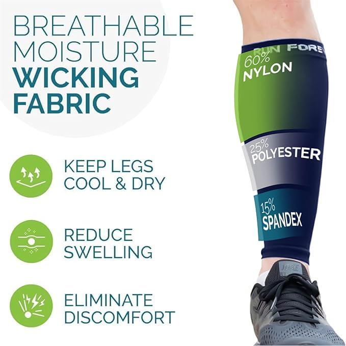Run Forever Calf Compression Sleeves for Men and Women - Leg Compression Sleeve - Footless Compression Socks for runners