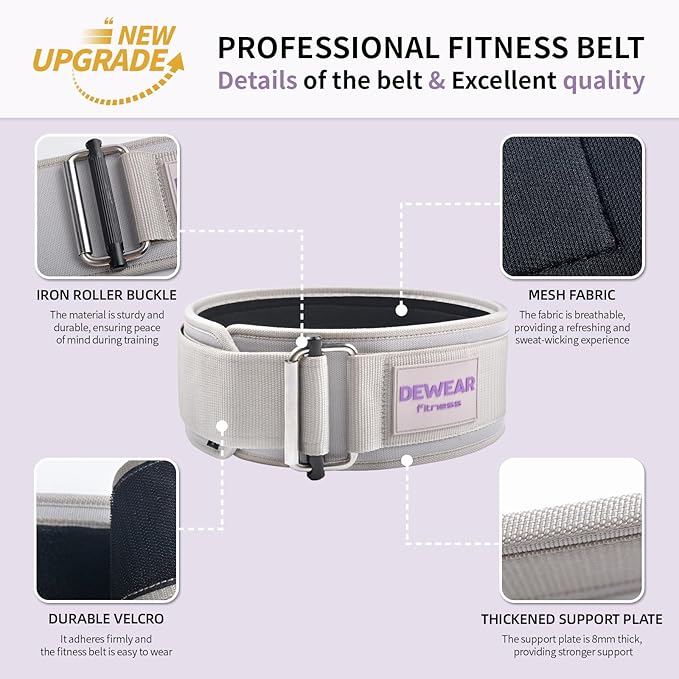 Durable Weight Lifting Belt, 4'' Wide Gym Belt for Bodybuilding, Powerlifting, Squats, Deadlift - Provides Lumbar Support & Stability for Men & Women