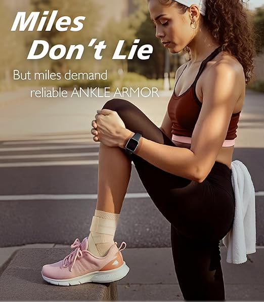 Flat Knitting Ankle Brace for Women&Men, 7-Zone Dynamic Compression Sleeve w/Flex Strap,Foot Support for Sports, Sprained Ankle, Achilles Tendonitis, Plantar Fasciitis Relief(Pack of1) M,Nude