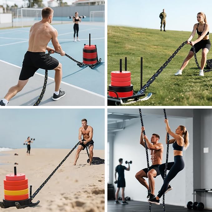 Weight Workout Sled Pulling Rope - 1.5 Inch x 15FT Heavy Duty Workout Sled Pull Rope for Tire Pulling, Football Training - Fitness Resistance Exercise Equipment for Men & Women