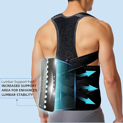 Upgraded Posture Corrector for Women & Men, Back Brace for Upper/Lower Back Pain, Herniated Disc, Sciatica,Adjustable Support & Bionic Panel L (34"-38")