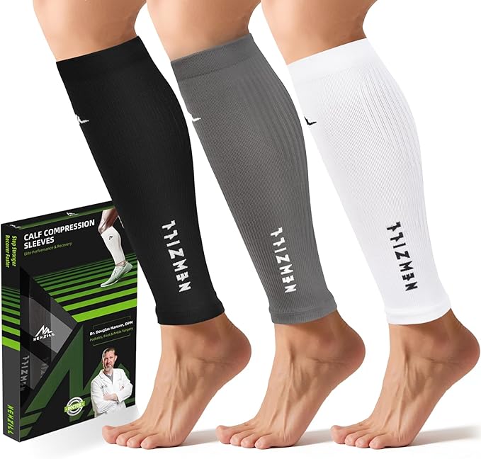 NEWZILL Compression Calf Sleeves (20-30mmHg) for Men & Women Perfect Option to Compression Socks for Running Travel Nursing