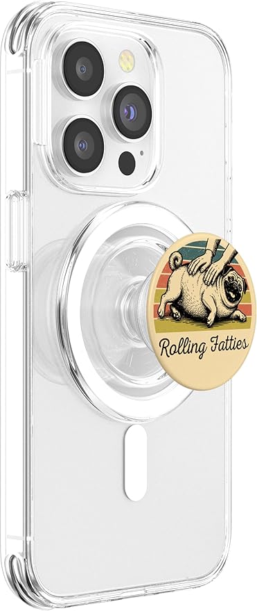 Chubby Pug Rolling Fatties Funny Vintage PopSockets PopGrip for MagSafe