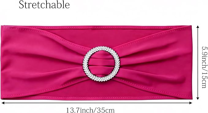 Pack of 50 Spandex Hot Pink Chair Sashes for Wedding Fuchsia Chair Bows Sashes Bands Buckles Fitting Birthday Party Events Engagement Anniversary Bridal Shower Baby Shower Decoration