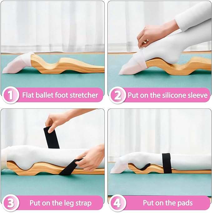 Uboway Ballet Foot Stretcher, Portable Dance Stretching Equipment with Elastic Stretch Band, Two Pads, Leg Strap, Small Bag for Easy Carry, Foot Stretcher for Dancers, Yoga People