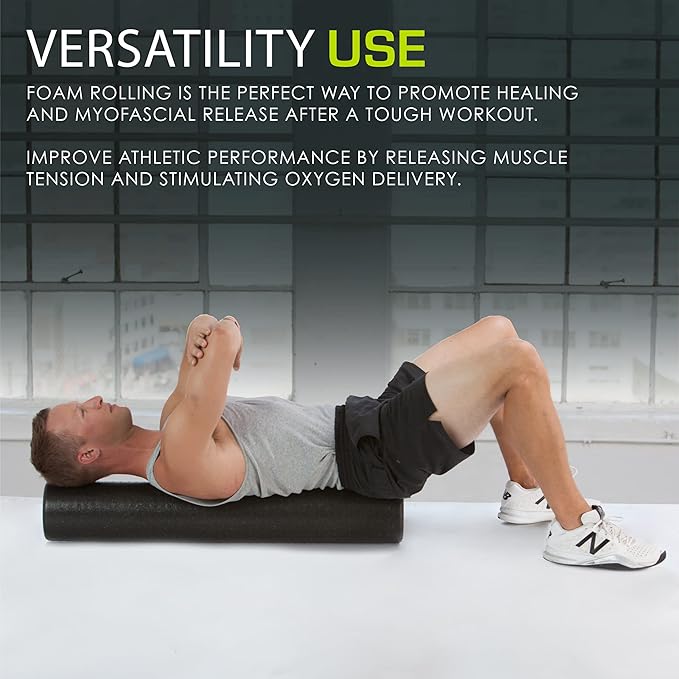 ProsourceFit High Density Foam Rollers Long, Firm Full Body Athletic Massage Tool for Back Stretching, Yoga, Pilates, Post Workout Muscle Recuperation