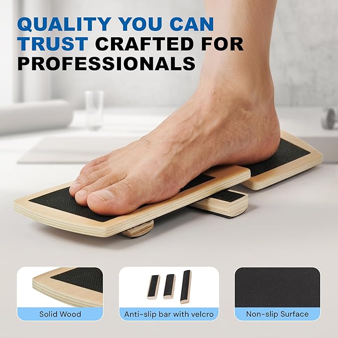 Ankle Balance Board Foot Strengthener, Adjustable Stability Trainer for Balance Training & Mobility, Non Slip Wooden Board for Posture, Coordination & Physical Therapy Exercises