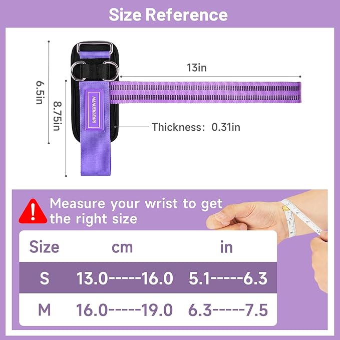 MANUEKLEAR Non-Slip Wrist Straps for Weightlifting Deadlifting, Gym Lifting Straps with D Rings for Cable Machine Workout, 10mm Neoprene Padded Weight lifting Wrist Wraps for Men Women