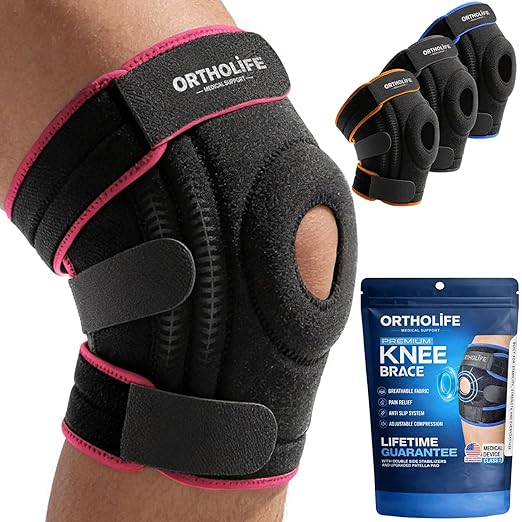 Knee Brace for Women and Men – Knee Compression Sleeve for Meniscus Tear, ACL, Arthritis Pain Relief, Patella Pad & Side Stabilizers – Please Check How To Size Video (Pink, Small)