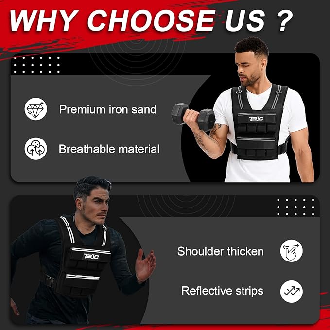 Adjustable Weighted Vest Men and Women 19lbs/ 30lbs/ 40lbs Weights with Reflective Stripe, Weight Vest Woman Workout Vest for Strength Training,Running & Walking