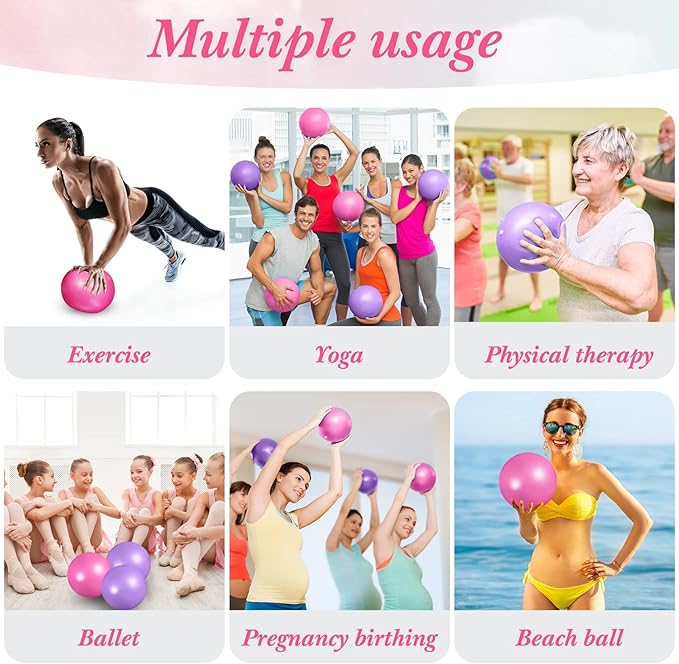 Aoriher 10 Pcs Small Exercise Pilates Ball Bulk 9 Inch Mini Yoga Balls Anti Burst and Slip for Stability Fitness Physical Therapy Stretching & Core Workout at Home Gym Office Class