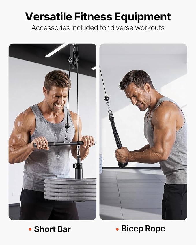 VEVOR LAT Pulldown Attachments, Cable Machine Rowing T-bar V-bar Tricep Pull Down Bar, Back Strength Training Rubber Coated Handle Grip, Bicep Curl Tricep LAT Pulldown Bar for Home Gym Fitness