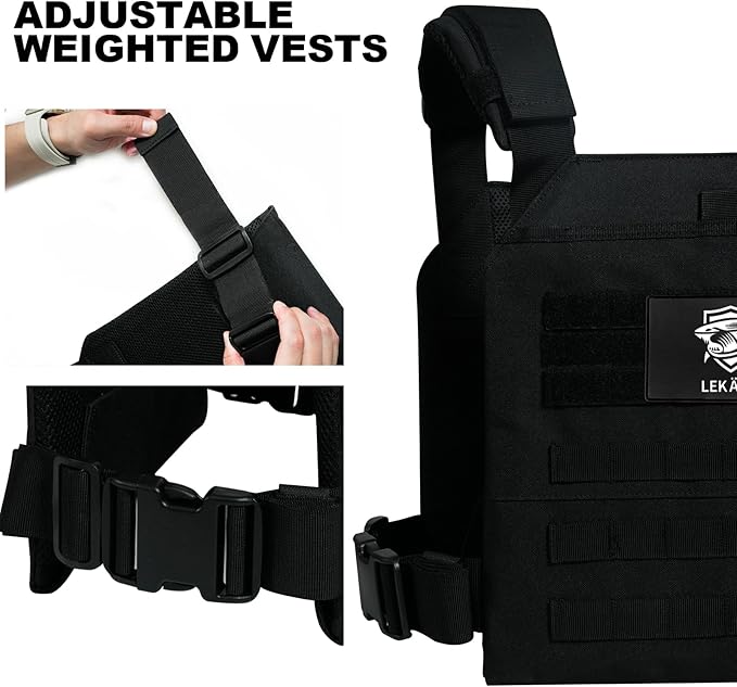 Adjustable Weighted Vest for Men Women – Tactical Vest for Rucking, HIIT & CrossFit, Fits 10x12 Plates, 600D Breathable Weight Vest & Exercise Vest for Strength Training, Weights Not Included