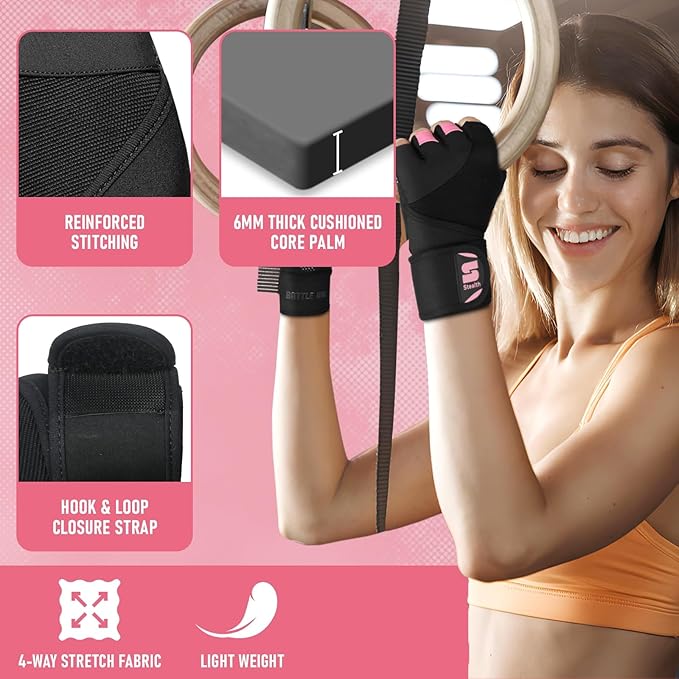 Stealth Sports Weight Lifting Gloves with Wrist Wrap Support Padded Palm Protection Exercise Gym Workout Gloves Men & Women Training Fitness Weightlifting Bodybuilding,E9
