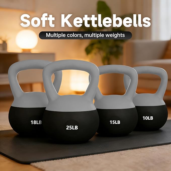 Leikefitness Soft Kettlebells,Sand Filled Weights for Women and Men,Color Coded Anti Slip Soft Kettlebells,Home workout