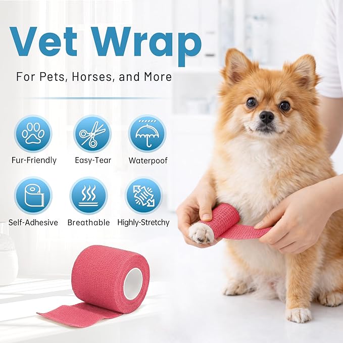 18 Pack Self Adhesive Bandage, 2 Inch Multi-Colored Elastic Cohesive Bandage Wrap, Athletic Tape for Ankle Wrist and Finger Support, Reliable Sports Wrap for Athletic Use and Home Care