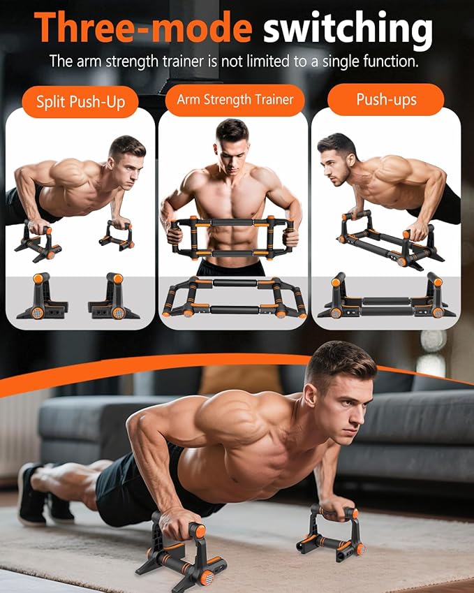 Twister Arm Trainer - 3-in-1 Adjustable Chest Workout Equipment,Portable Home Gym Chest & Arm Workout, Push Up Bars, 60-140lbs Resistance for Men Women