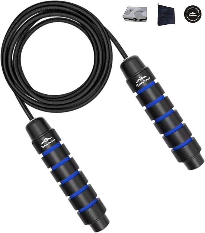 Adjustable Jump Rope for Martial Arts & Fitness – Tangle-Free Cable, Ergonomic Foam Handles & Ball Bearings – Includes 2 Towels, Bag and Packaging – Ideal for Boxing, MMA, CrossFit, Fitness, Cardio Training & Home Workouts