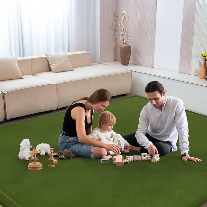Baby Play Mat for Floor Nursery Muscle Mat Area Playroom Rug 39"x59" Memory Foam 1.3" Thick Crawling Mat for Babies,Toddlers, Infants,Kids (Moss Green)