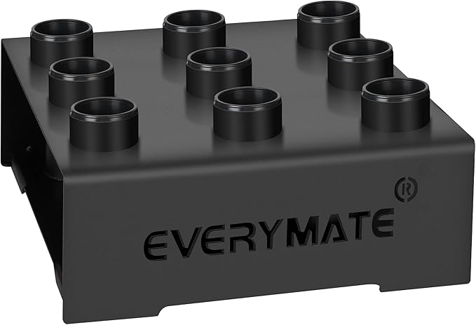 EVERYMATE Vertical Barbell Holder : Rotatable Barbell Holder Floor Stand, Heavy Duty Barbell Rack Stand Fit 2-Inch Olympic Bars, Curl Bars, Triceps Bars Home Gym Organizer Barbell Storage