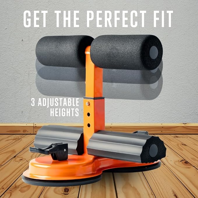 SQUATZ Portable Sit Up Bar Floor Holder with 2 Strong Suction Cups for Abs, Pull Up Bar, Sticky Pad, Adjustable Foot Holder for Thigh, Workout for Office Home Gym for Men and Women, Support 661 lbs
