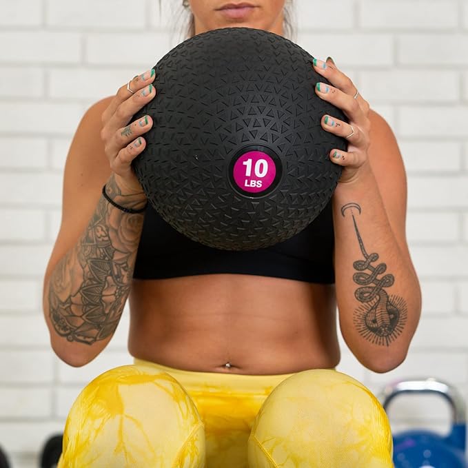 PRISP Weighted Medicine Slam Ball - Exercise Ball with Easy Grip Textured Surface