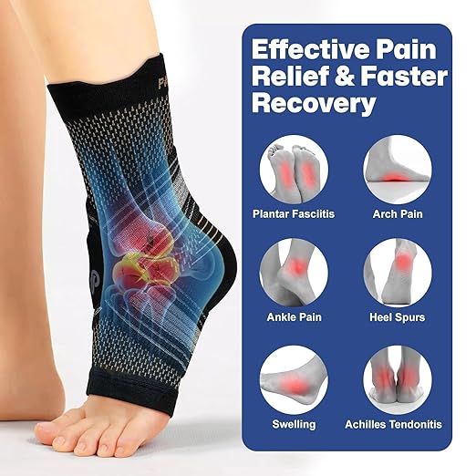 PAPLUS 2 Pairs Ankle Braces for Men & Women Plantar Fasciitis Relief- Adjustable Ankle Support for Foot Pain, Achilles Tendonitis Brace - with Removable Strap for Swelling Nude