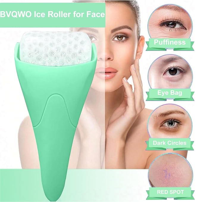 Ice Roller for Face, Face Roller-Cold Massage Stick for Cooling and Calming Puffiness Wrinkles Fine Lines - Skin Care Tools- Self Care Gifts for Women Men (Light Green)