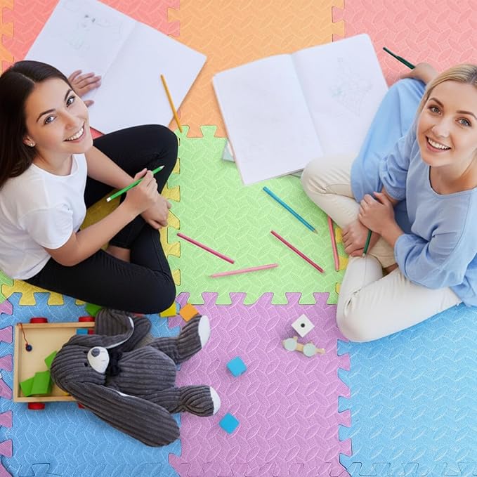 Arrowbash 12x12x1 Inch EVA Thick Interlocking Foam Floor Tiles Puzzle Exercise Mat Foam Mats for Home Gym Pets(Colorful,36)