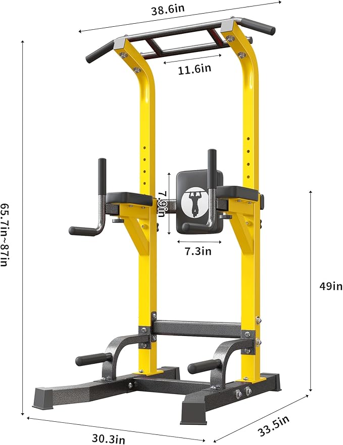 SogesHome Power Tower Pull Up Bar Dip Stand, 10 Adjustable Height Free Standing Assistive Trainer Dip Station, Multi-Function Strength Training Fitness Workout Station for Home Gym Fitness Equipment