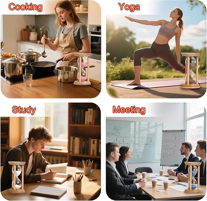 Sand Timer 30 Minute, Half-Hour Hourglass, Blue Sand Watch 30 Min,Decorative Wooden Sandglass for Work,Study,Cooking,Desk Decor & Gift