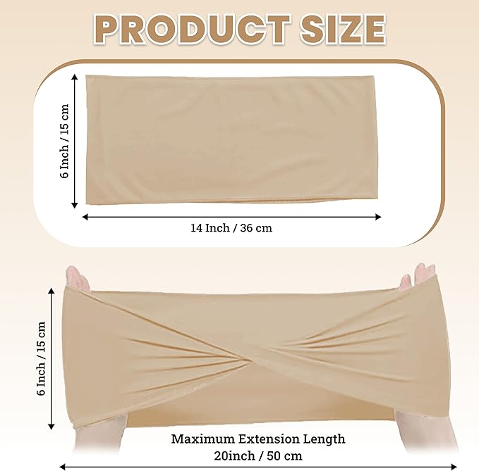 MDS Pack of 50 Spandex Chair Sashes Bows Elastic Stretch Dining Chair Bands Ties Without Slider Buckle Universal fits for Wedding Baby Shower Birthday Party Banquet Event Decoration - Champagne Gold