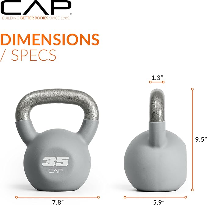 CAP Barbell Cast Iron Kettlebell - Coated Options, Singles and Sets, Multiple Weight Choices