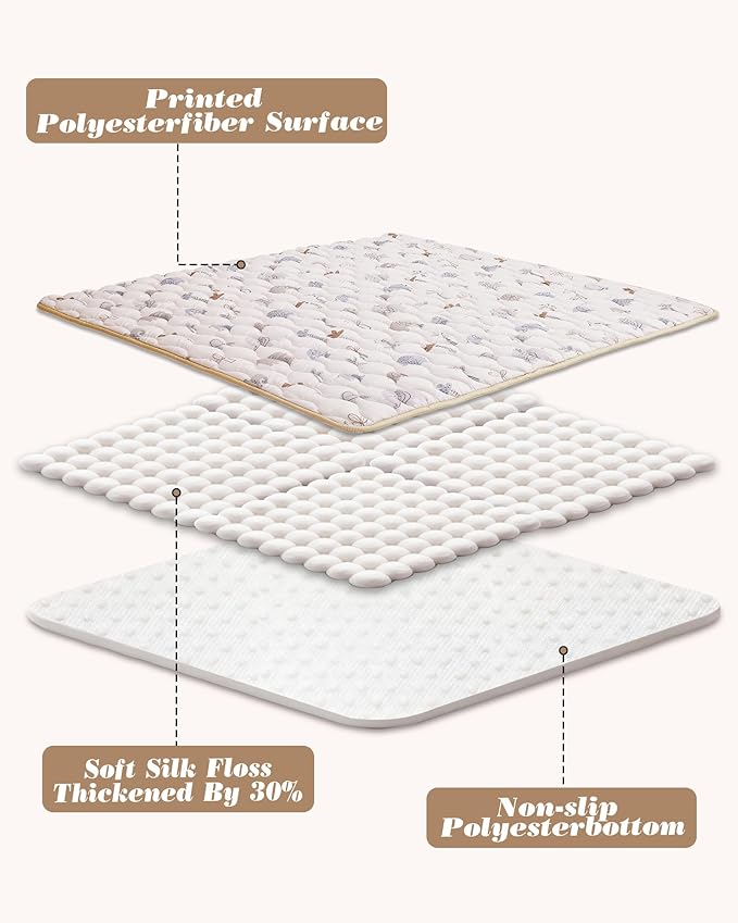 Viviland Baby Mats for Floor, 50x50 Inch Playpen Mat, Thick Cushioning Padding Playmat for Baby and Toddlers Infants, Non-Slip & Machine Washable, Gray Elephant
