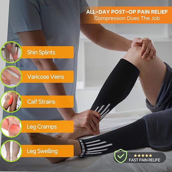 NEWZILL Compression Calf Sleeves (20-30mmHg) for Men & Women Perfect Option to Compression Socks for Running Travel Nursing