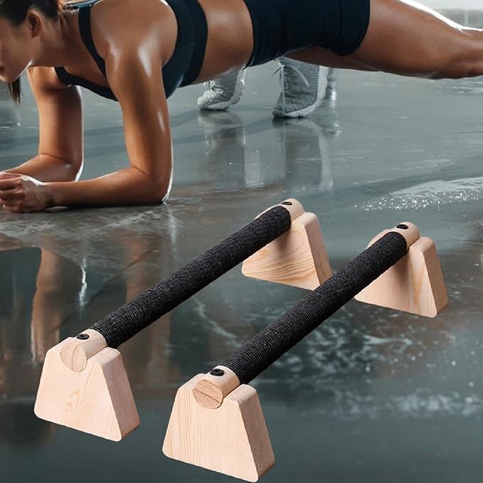 Colaxi 2Pcs Push up Bar Parallettes Bar for Adults Non Slip Base Exercise Home Workout Equipment Wood Push up Stand for Strength Training, Planks Calisthenics, Floor Workouts