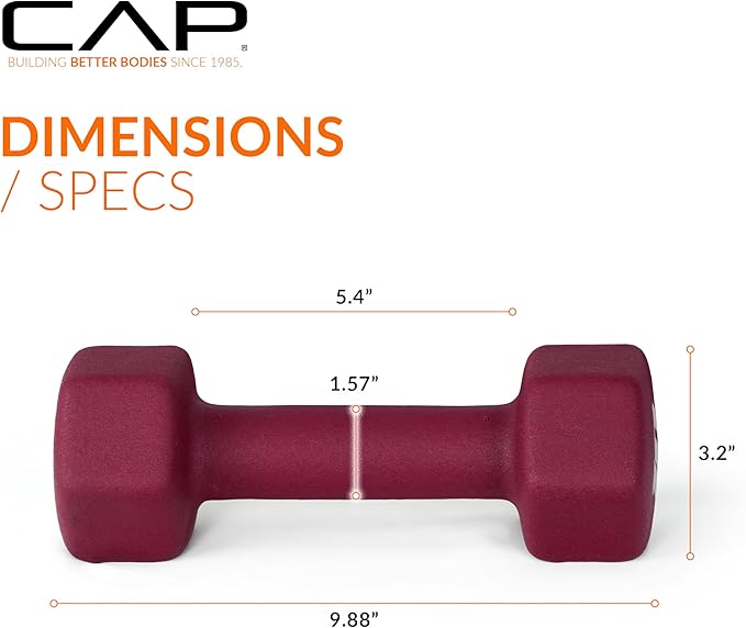 CAP Barbell Neoprene Dumbbell Weights, 10 lb Pair, Crimson
