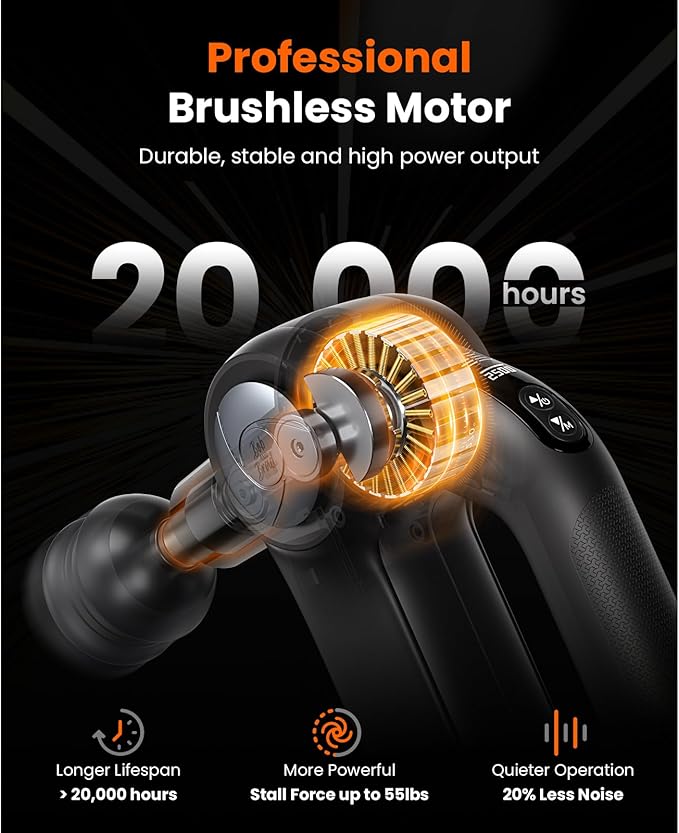 BOB AND BRAD D5 Pro Plus Massage Gun with Heat, FSA-HSA Eligible, 13mm Amplitude Deep Tissue Percussion Massage Gun with Max Power for Muscle Therapy, Professional Muscle Massager