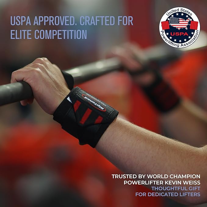 Rip Toned Wrist Wraps for Weightlifting – USPA & USAPL Approved 18" Wrist Straps for Powerlifting – Adjustable, Durable Gym Wraps with Thumb Loop – Maximum Support for Men & Women
