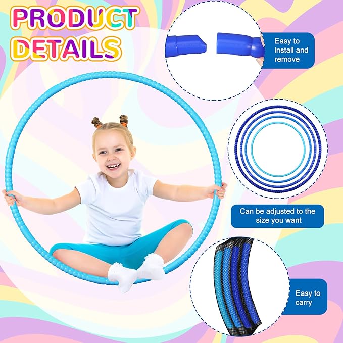 Sratte 8 Pcs Color Hoop Detachable Adjustable Exercise Ring Plastic Hoop for Gymnastics Dog Agility Equipment Party Decor, 4 Colors