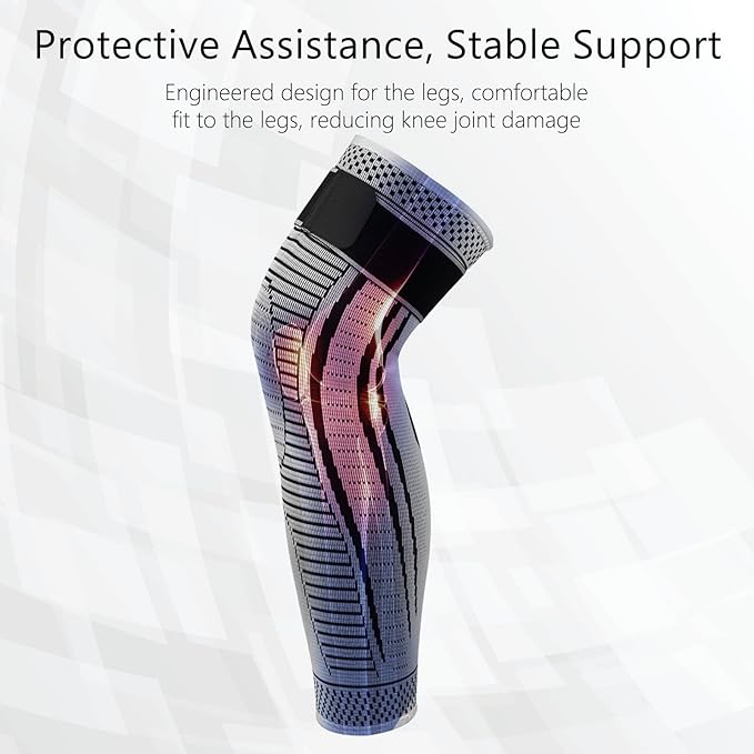 Full Leg Compression Sleeves 2 Pack Long Knee Support for Men and Women for ACJ, Meniscus Tear, Arthritis