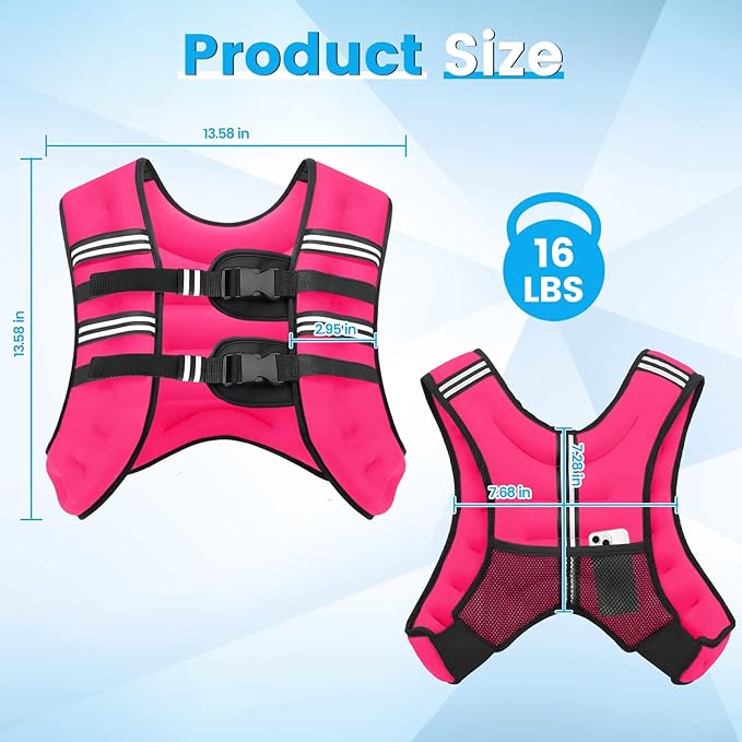 Weighted Vest, 6lb/8lb/12lb/16lb/20lb/30lb for Men, Women with Reflective Stripe, Weight Vests Adjustable for Workout, Strength Training, Running, Fitness, Muscle Building, Weight Loss clearance
