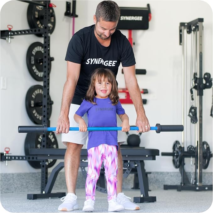 Synergee Kids 5lb Barbell Child’s Weightlifting Bar with 2" Sleeves. Beginner Training Bar for Boys & Girls. Youth Fitness & Strength Training – Available in Orange, Blue, or Pink.