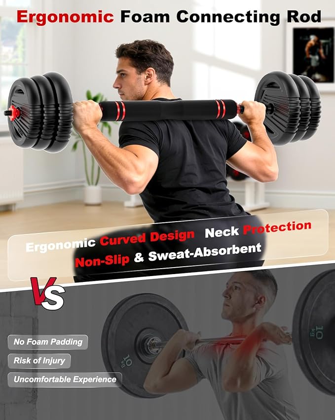 Adjustable Dumbbells, 20/30/45/70/90lbs Free Weight Set with Connector,5 in1 Dumbbells Set Used as Barbell,Kettlebells,Push up Stand,Fitness Exercises for Home Gym Suitable Men/Women